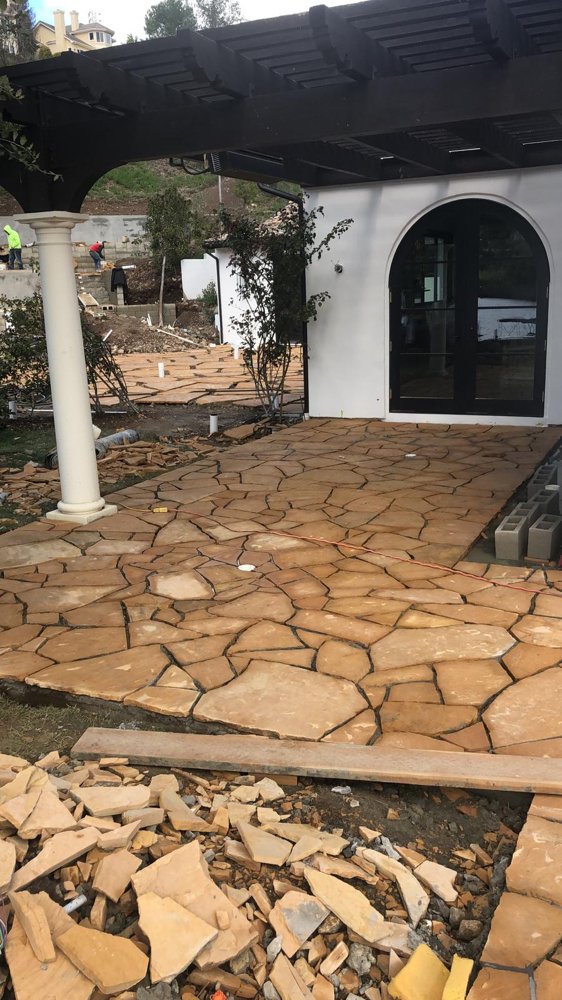 Lake Sherwood flagstone terraces and retaining walls