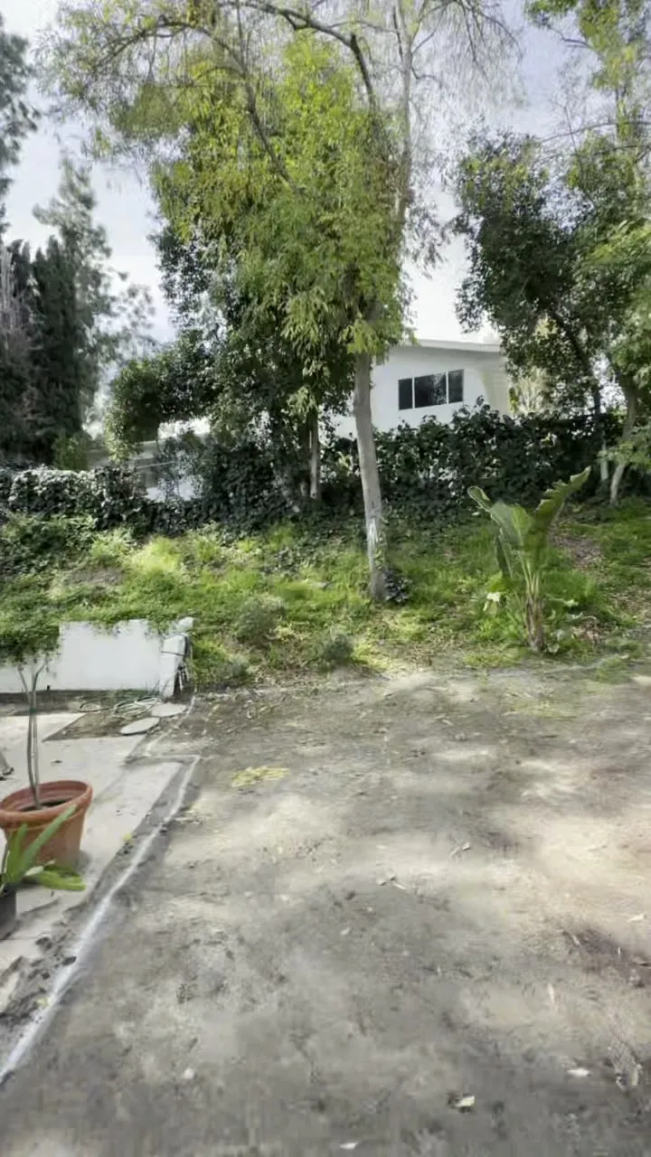 Pool layout chalked on the graded pad in Woodland Hills