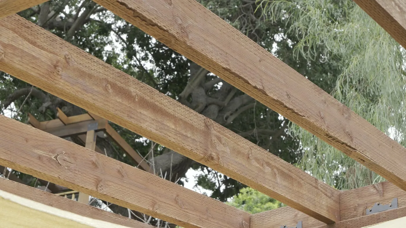 Timber retaining walls stepping down the slope