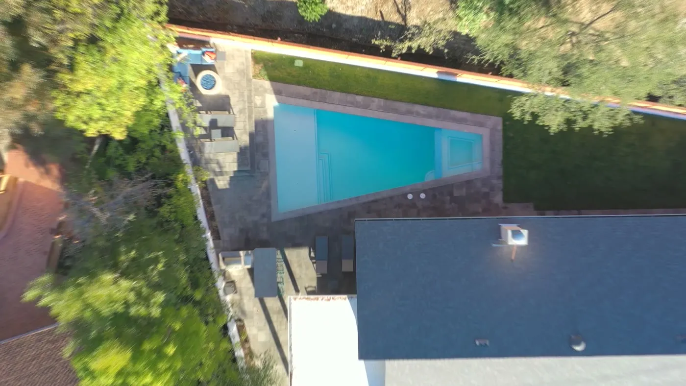 Pool and fire lounge from above