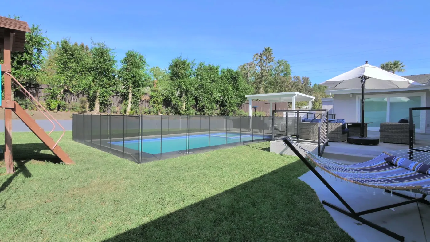 Restored lawn beside the new pool deck