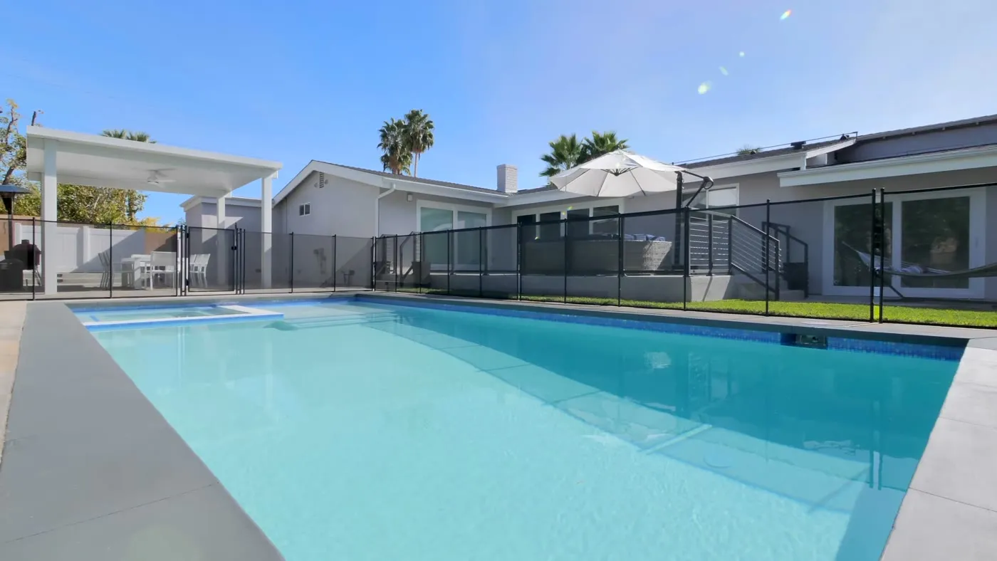 Side patio and equipment area at the Tarzana property